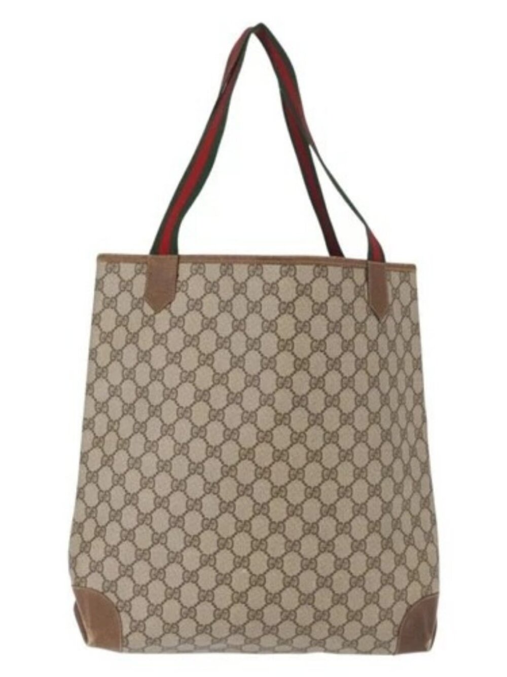 GUCCI GG Supreme Web Sherry Line Bag PVC Beige Gold Red 002 904 0222 Auth 166624 - Picture 3 of 15